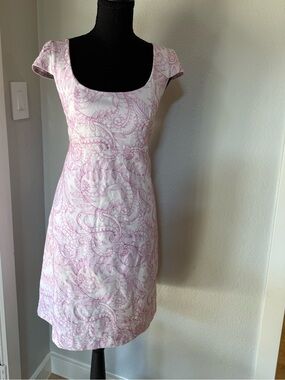 Lilly Pulitzer White & Purple Embroidered Paisley Mini Dress